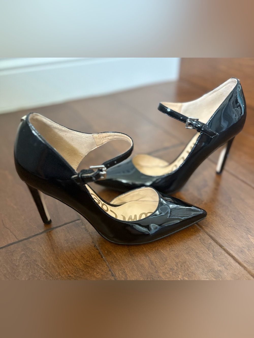 Sam Edelman Black Patent Leather Pointed Toe Pumps Stiletto Heels (Sz 5)